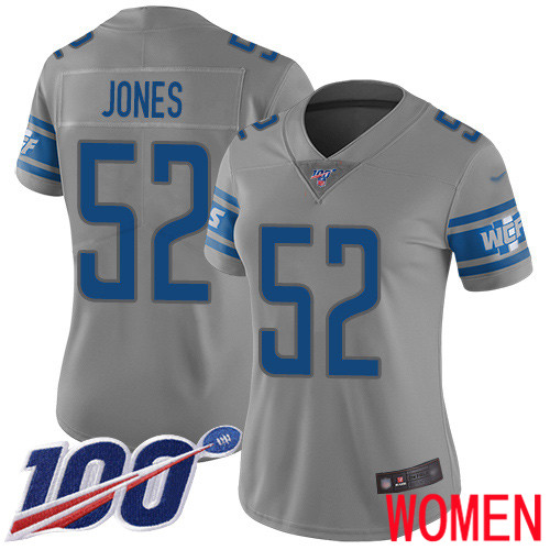 Detroit Lions Limited Gray Women Christian Jones Jersey NFL Football #52 100th Season Inverted Legend